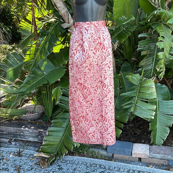 Vintage Dresses & Skirts - Burgundy and metallic gold, tapestry brocade, pencil skirt